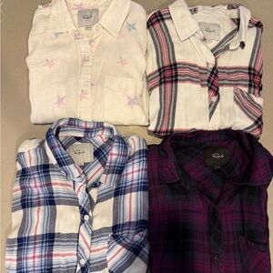 Lot of 3 Rails Plaid and 1 Star  Button Down Shirts - White, Pink, Blue, Purple